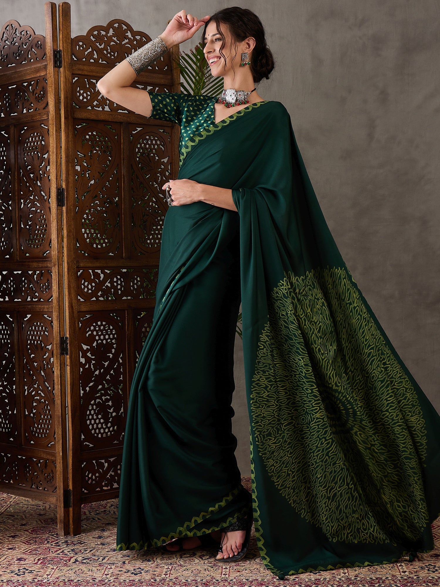 Anvaya Stylish Semi Modal Saree for Party & Festive Wear ClothsVilla