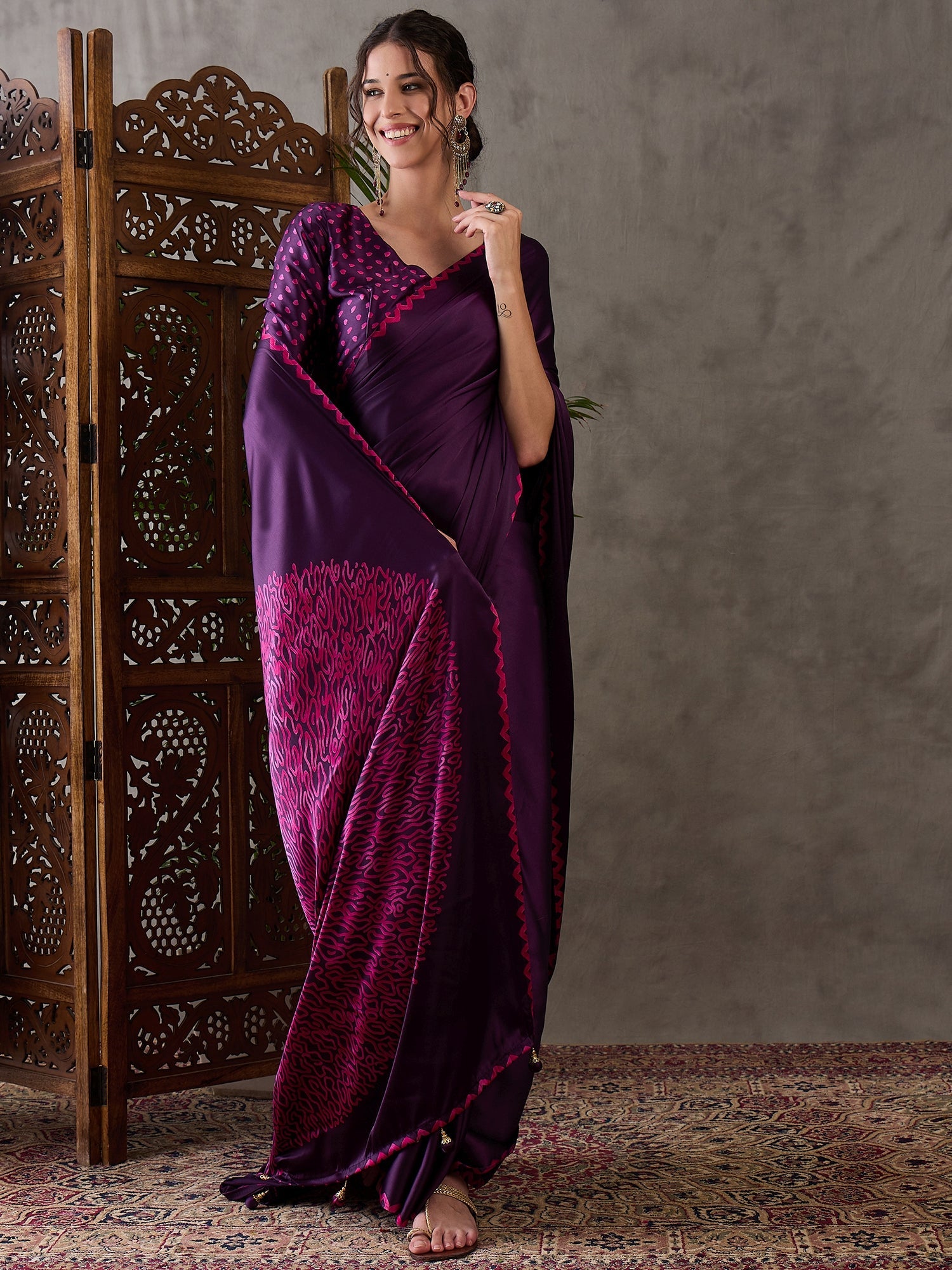 Anvaya Stylish Semi Modal Saree for Party & Festive Wear ClothsVilla