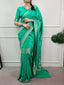 Aqua Green Mysore Zari Weaving Saree ClothsVilla