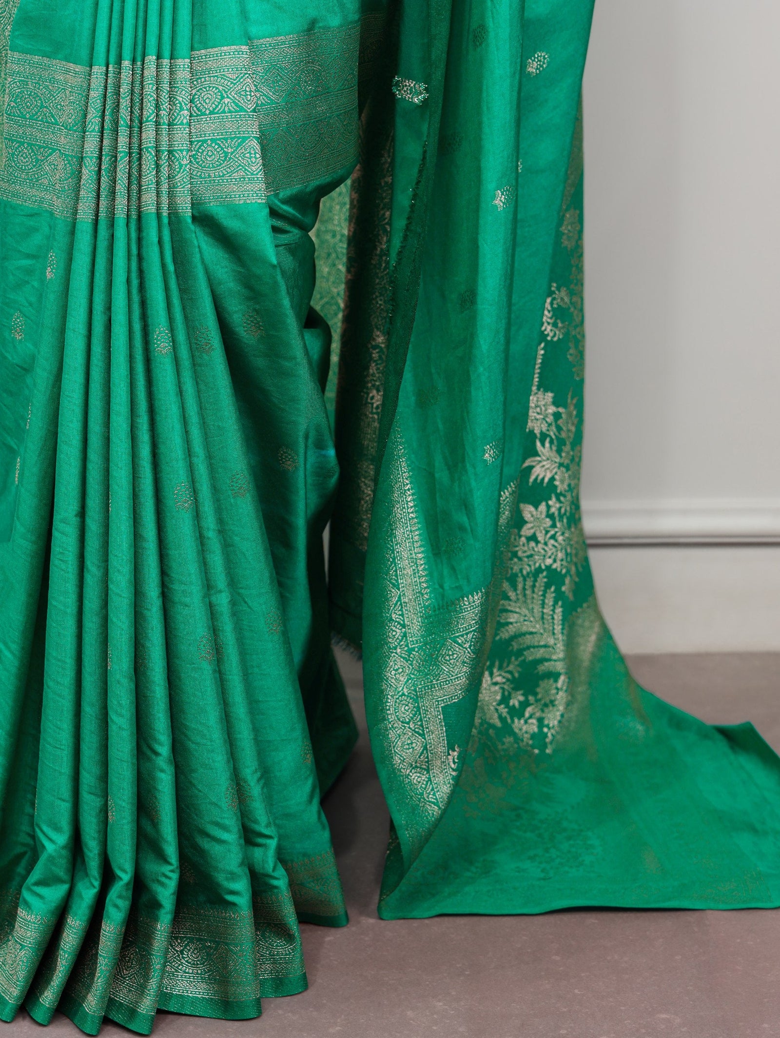 Aqua Green Mysore Zari Weaving Saree ClothsVilla