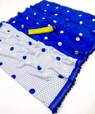 Azure Whisper Blue Mul Cotton Saree ClothsVilla