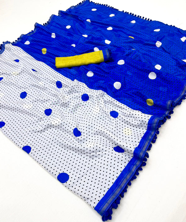 Azure Whisper Blue Mul Cotton Saree ClothsVilla