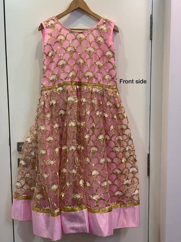 Baby Pink Elegant Festive Net Anarkali Set ClothsVilla