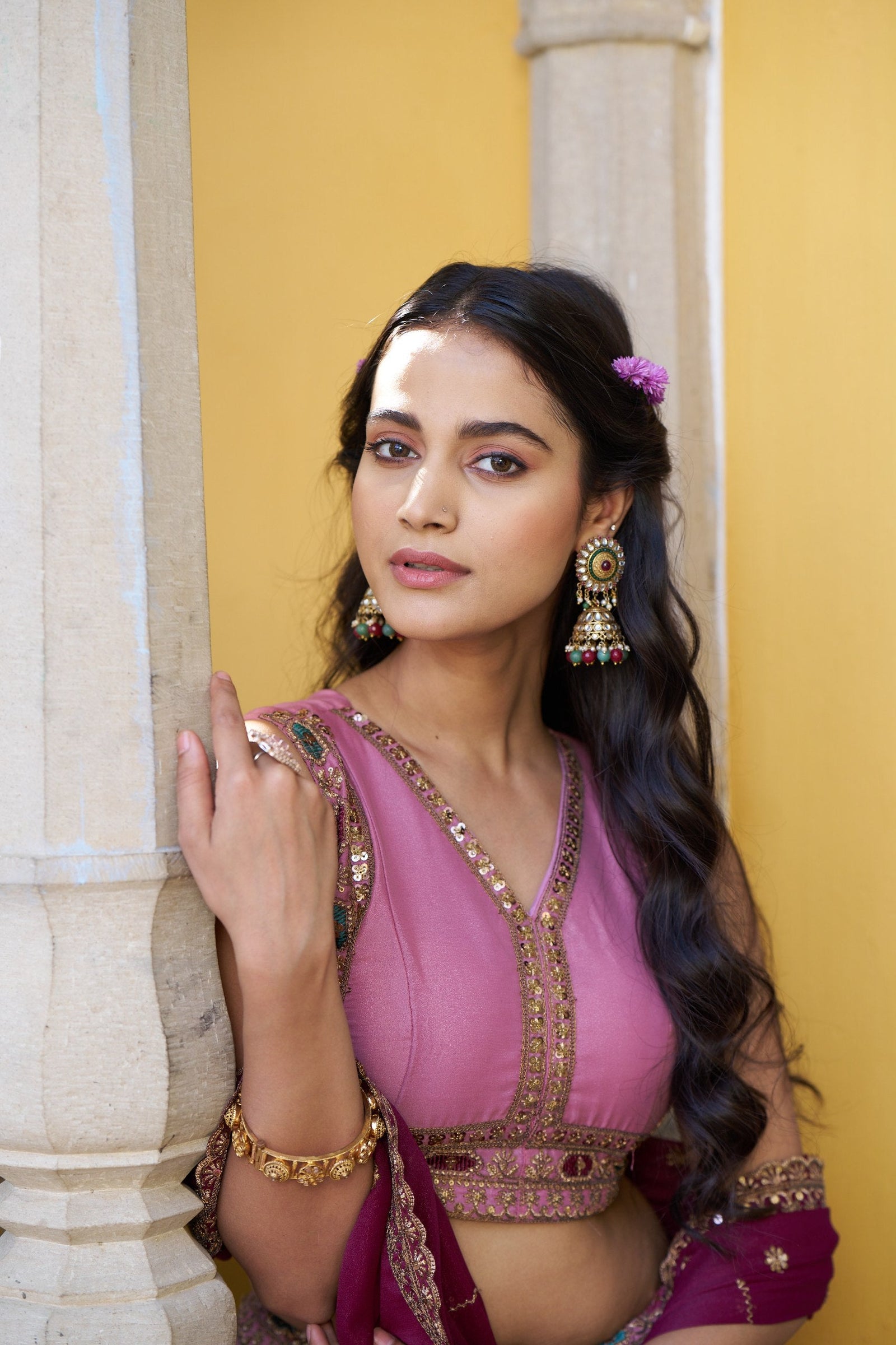 Baby Pink Georgette Embroidered Lehenga ClothsVilla