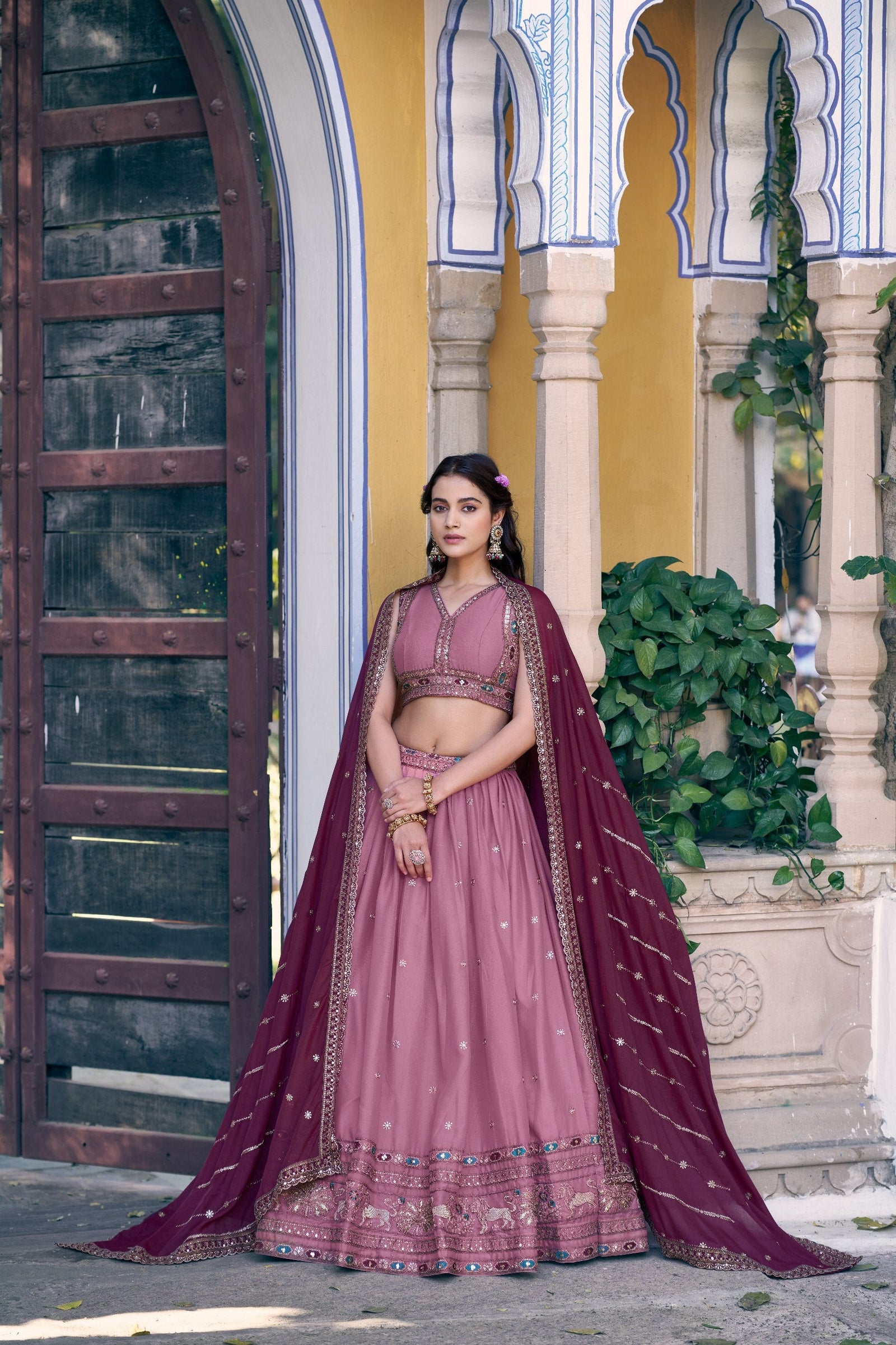 Baby Pink Georgette Embroidered Lehenga ClothsVilla