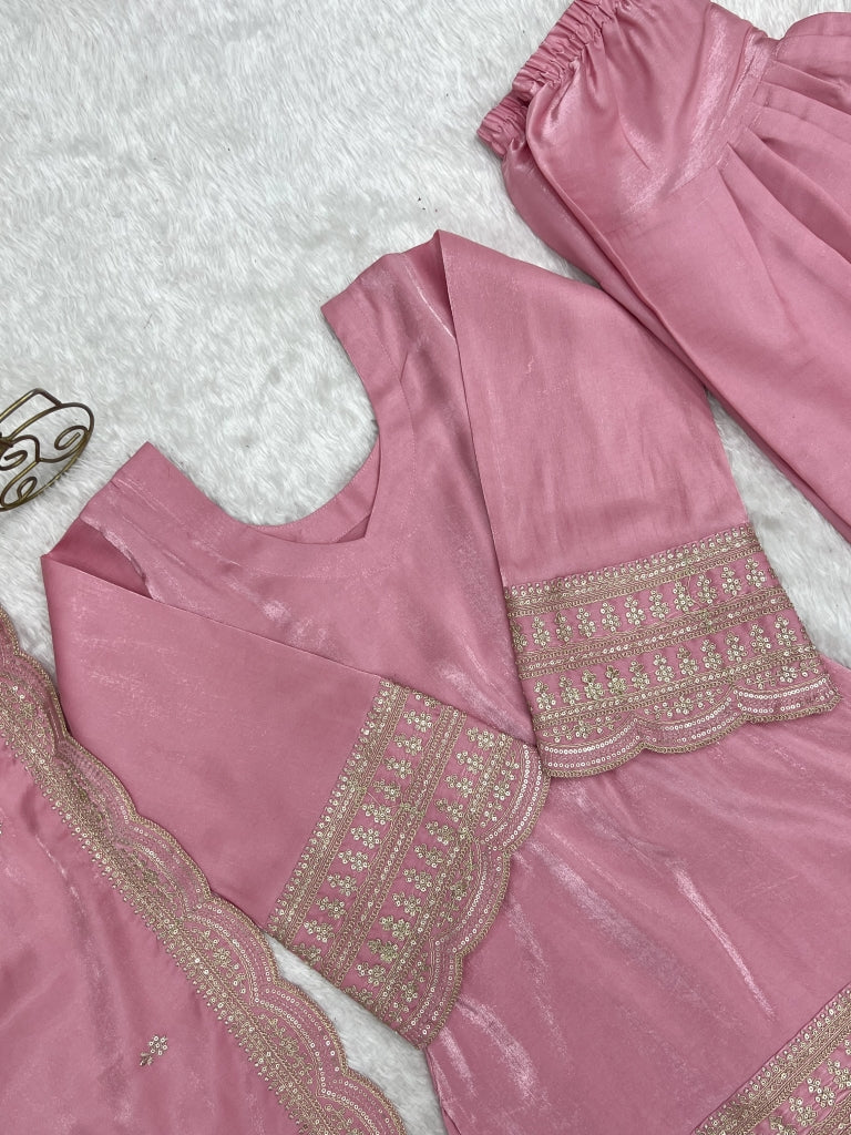 Baby Pink Glass Farshi Shalwar Set ClothsVilla