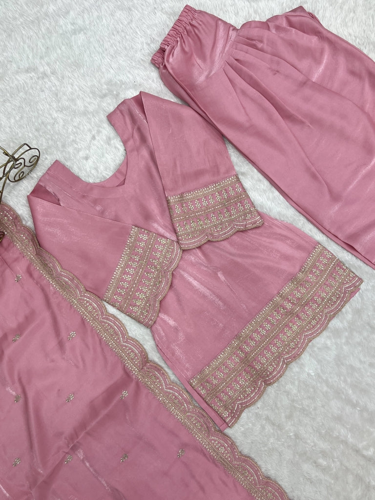 Baby Pink Glass Farshi Shalwar Set ClothsVilla