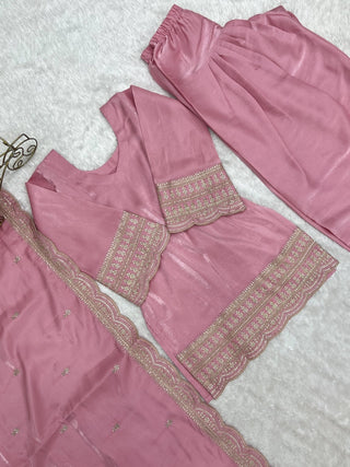 Baby Pink Glass Farshi Shalwar Set ClothsVilla