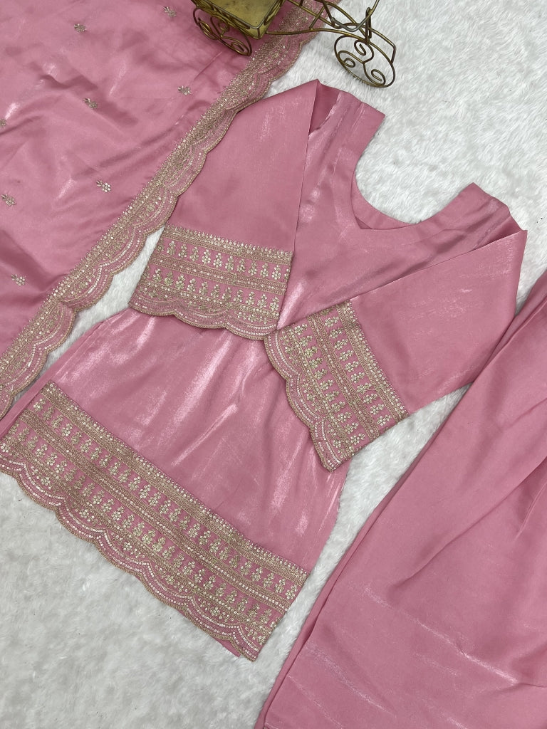 Baby Pink Glass Farshi Shalwar Set ClothsVilla
