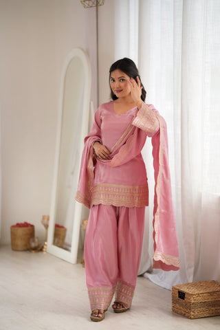 Baby Pink Glass Farshi Shalwar Set ClothsVilla