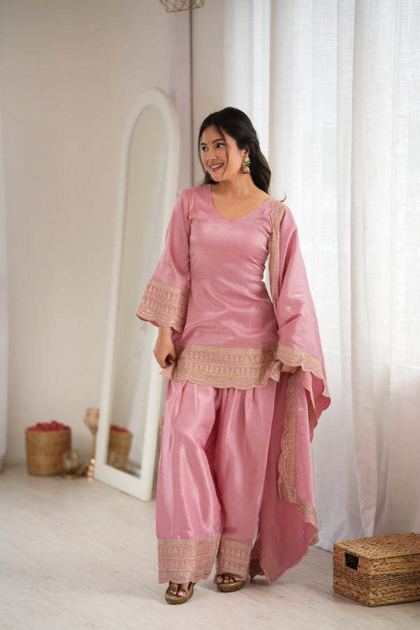 Baby Pink Glass Farshi Shalwar Set ClothsVilla