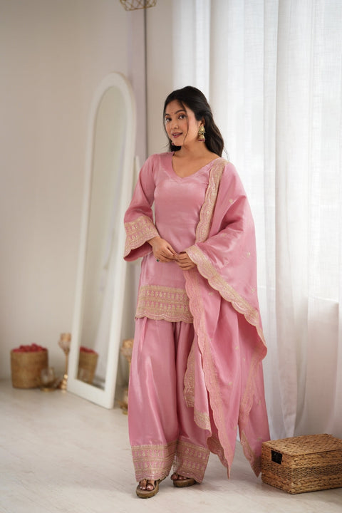 Baby Pink Glass Farshi Shalwar Set ClothsVilla Main image