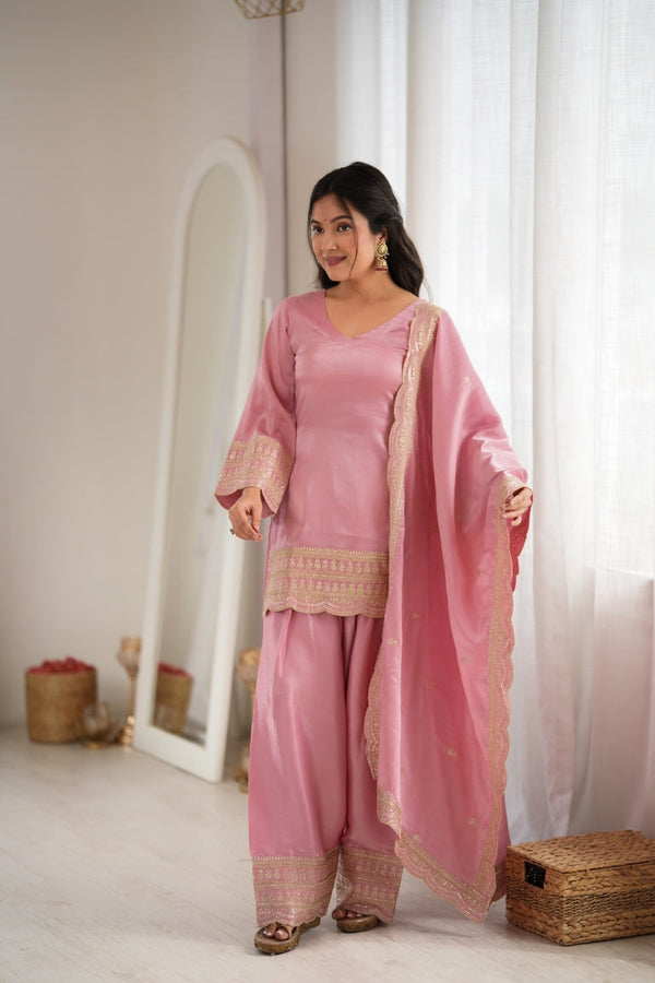 Baby Pink Glass Farshi Shalwar Set ClothsVilla