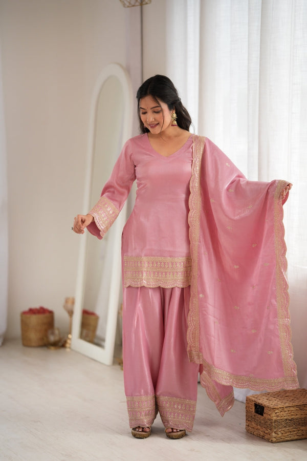 Baby Pink Glass Farshi Shalwar Set ClothsVilla