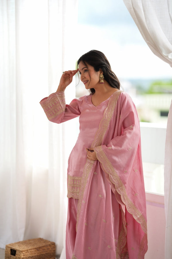 Baby Pink Glass Farshi Shalwar Set ClothsVilla