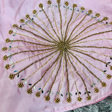 Load image into Gallery viewer, Baby Pink Handcrafted tumtum silk Golden Blouse with Ambla Mirror Accents ClothsVilla