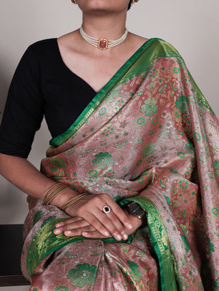 Baby Pink Jacquard Silk Saree with Exquisite Zari Weaving – Perfect for Elegant Occasions