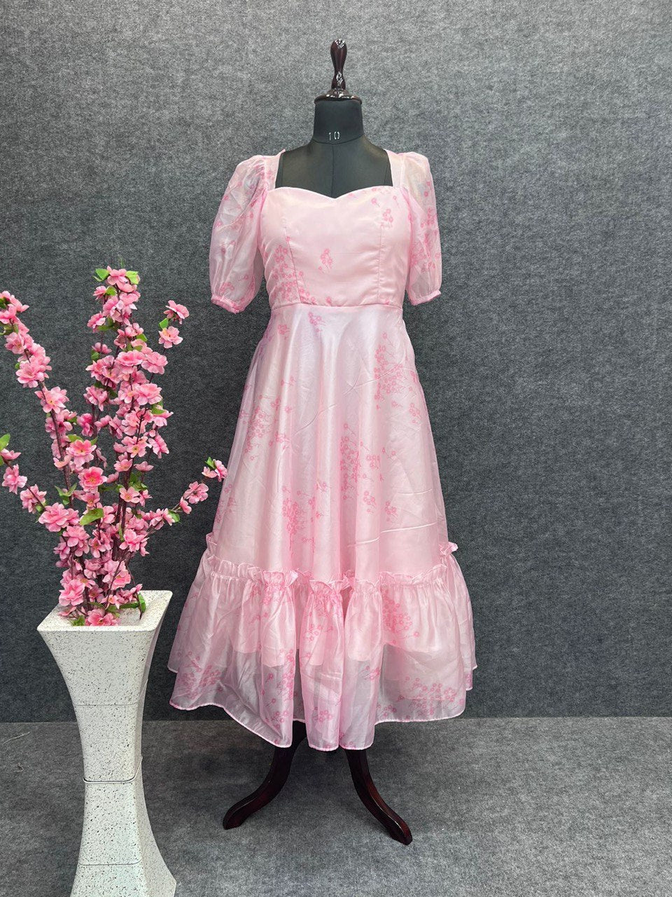 Baby Pink Layla Pure Silk Organza Elegant One-Piece Tunic