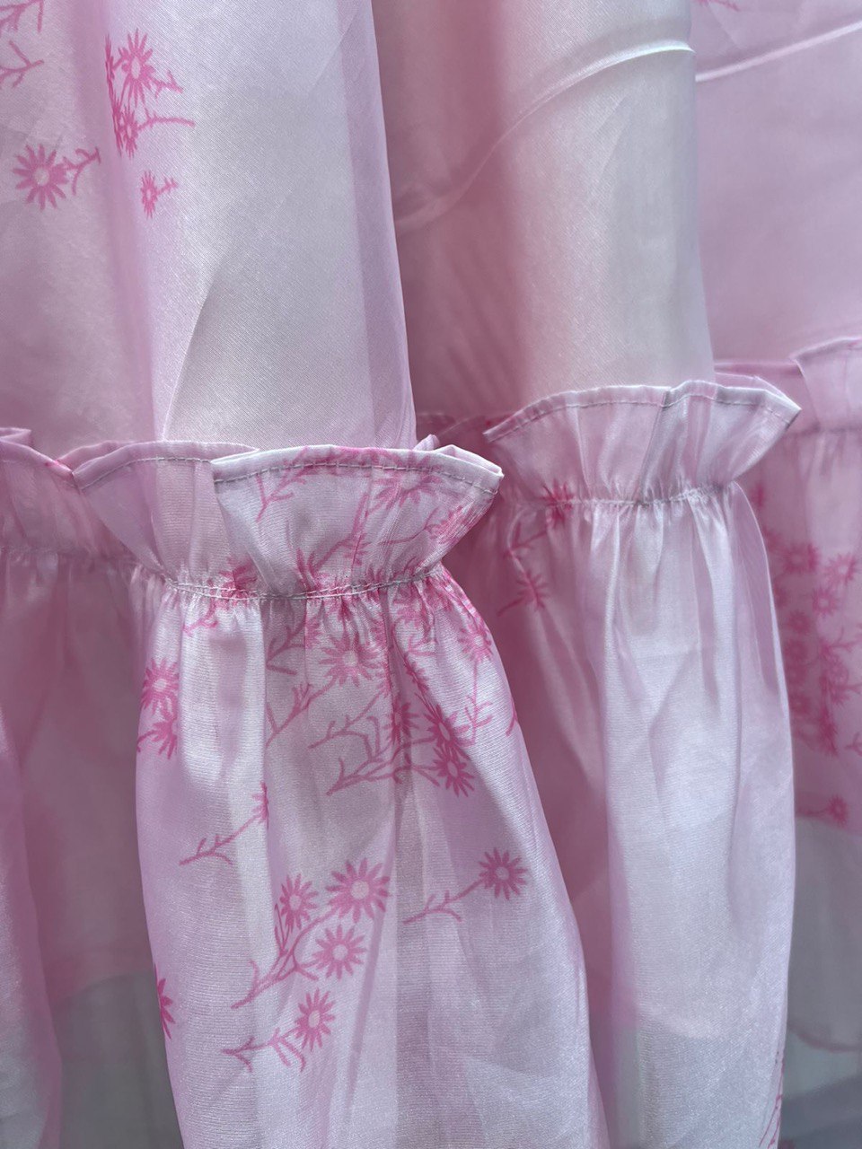 Baby Pink Layla Pure Silk Organza Elegant One-Piece Tunic
