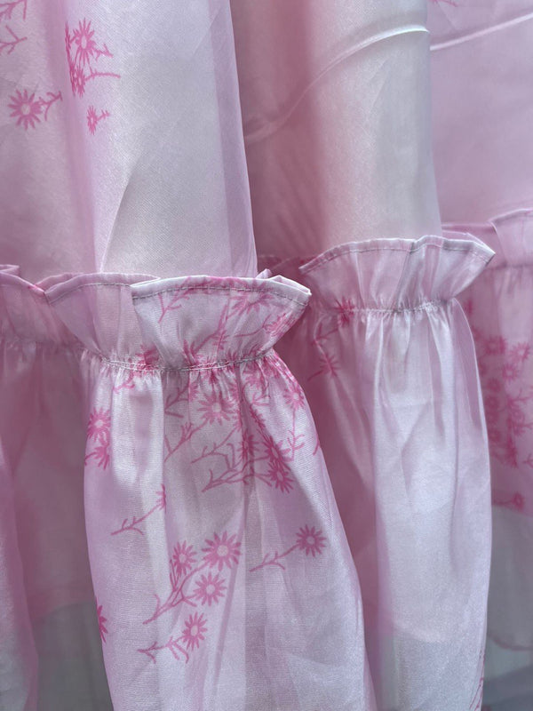 Baby Pink Layla Pure Silk Organza Elegant One-Piece Tunic