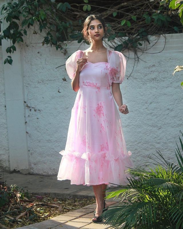 Baby Pink Layla Pure Silk Organza Elegant One-Piece Tunic