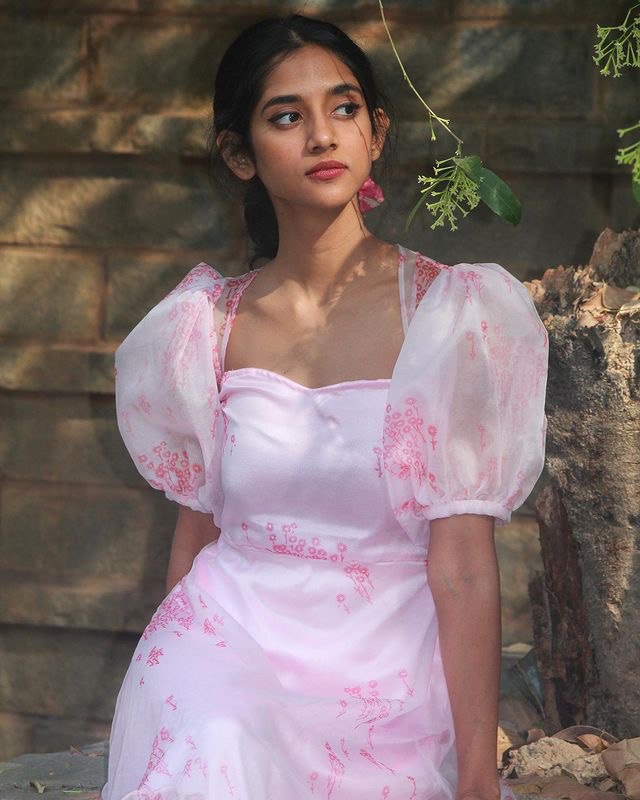 Baby Pink Layla Pure Silk Organza Elegant One-Piece Tunic
