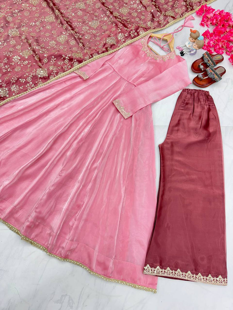 Baby Pink Premium Designer Readymade Anarkali Gown Set Clothsvilla