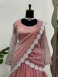 Load image into Gallery viewer, Baby Pink Ready-to-Wear Twill Organza Lehenga Saree ClothsVilla
