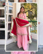 Load image into Gallery viewer, Baby Pink Silk Sharara Suit with Lace Work ClothsVilla