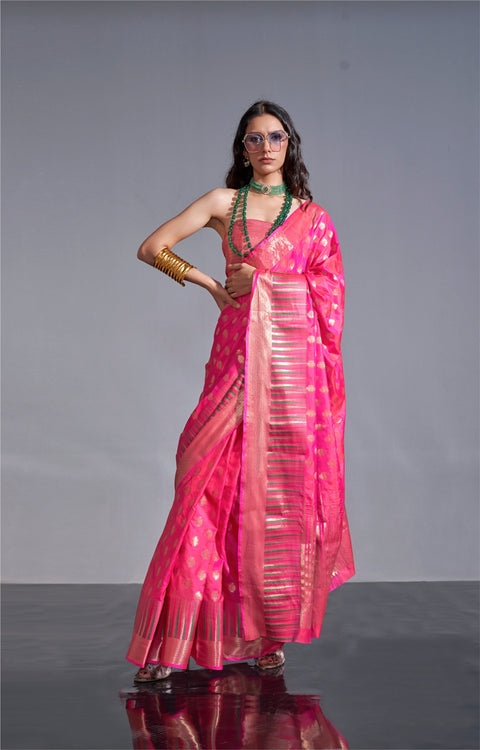 Baby Pink Timeless Banarasi Blended Silk Saree with Intricate Design – Perfect for Grand Occasions ClothsVilla Main image