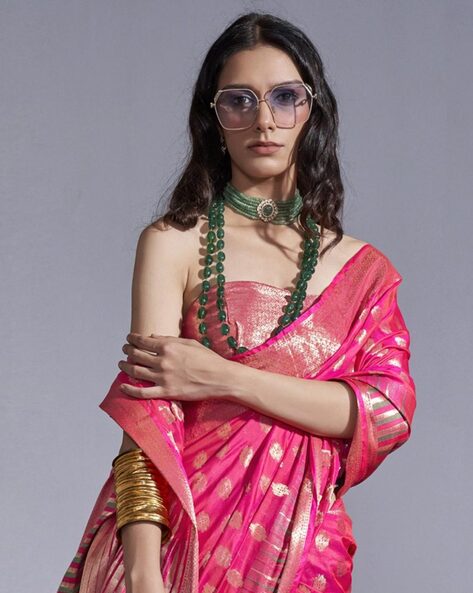 Baby Pink Timeless Banarasi Blended Silk Saree with Intricate Design – Perfect for Grand Occasions ClothsVilla