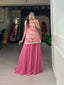 Baby Pink Viscose Jacquard Kurta Palazzo Set with Printed Dupatta ClothsVilla