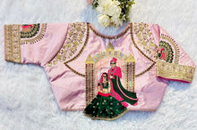 Load image into Gallery viewer, Baby Pink Wedding Wear Blouse in Raspberry Silk with Exquisite Embroidery and Sequins ClothsVilla