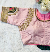 Load image into Gallery viewer, Baby Pink Wedding Wear Blouse in Raspberry Silk with Exquisite Embroidery and Sequins ClothsVilla