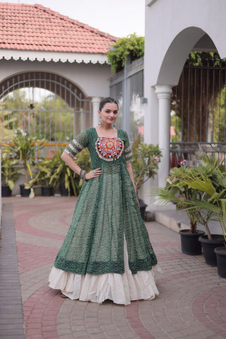 Bandhani Kurti with Kora Cotton Frill Lehenga Set ClothsVilla
