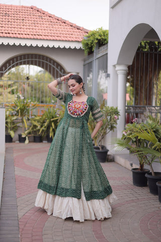 Bandhani Kurti with Kora Cotton Frill Lehenga Set ClothsVilla