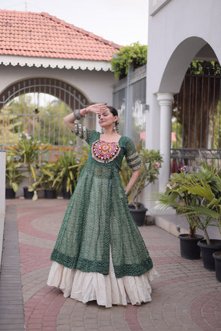 Bandhani Kurti with Kora Cotton Frill Lehenga Set ClothsVilla