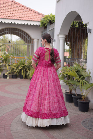 Bandhani Kurti with Kora Cotton Frill Lehenga Set ClothsVilla