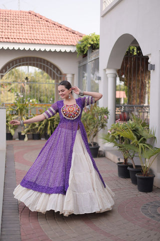 Bandhani Kurti with Kora Cotton Frill Lehenga Set ClothsVilla