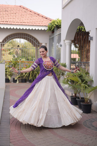 Bandhani Kurti with Kora Cotton Frill Lehenga Set ClothsVilla