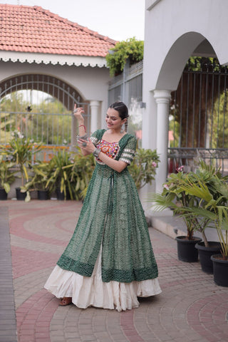 Bandhani Kurti with Kora Cotton Frill Lehenga Set ClothsVilla