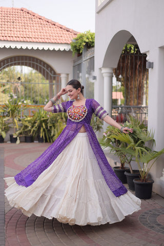 Bandhani Kurti with Kora Cotton Frill Lehenga Set ClothsVilla