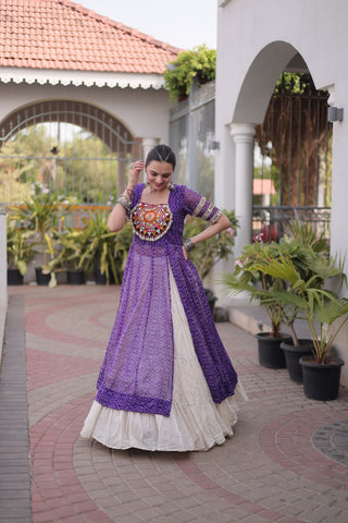 Bandhani Kurti with Kora Cotton Frill Lehenga Set ClothsVilla