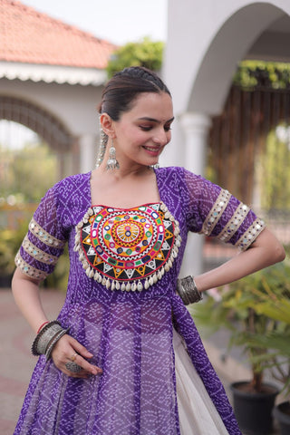 Bandhani Kurti with Kora Cotton Frill Lehenga Set ClothsVilla