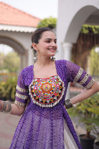 Bandhani Kurti with Kora Cotton Frill Lehenga Set ClothsVilla