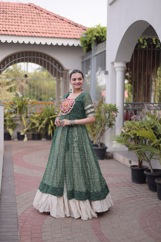 Bandhani Kurti with Kora Cotton Frill Lehenga Set ClothsVilla