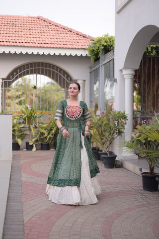 Bandhani Kurti with Kora Cotton Frill Lehenga Set ClothsVilla
