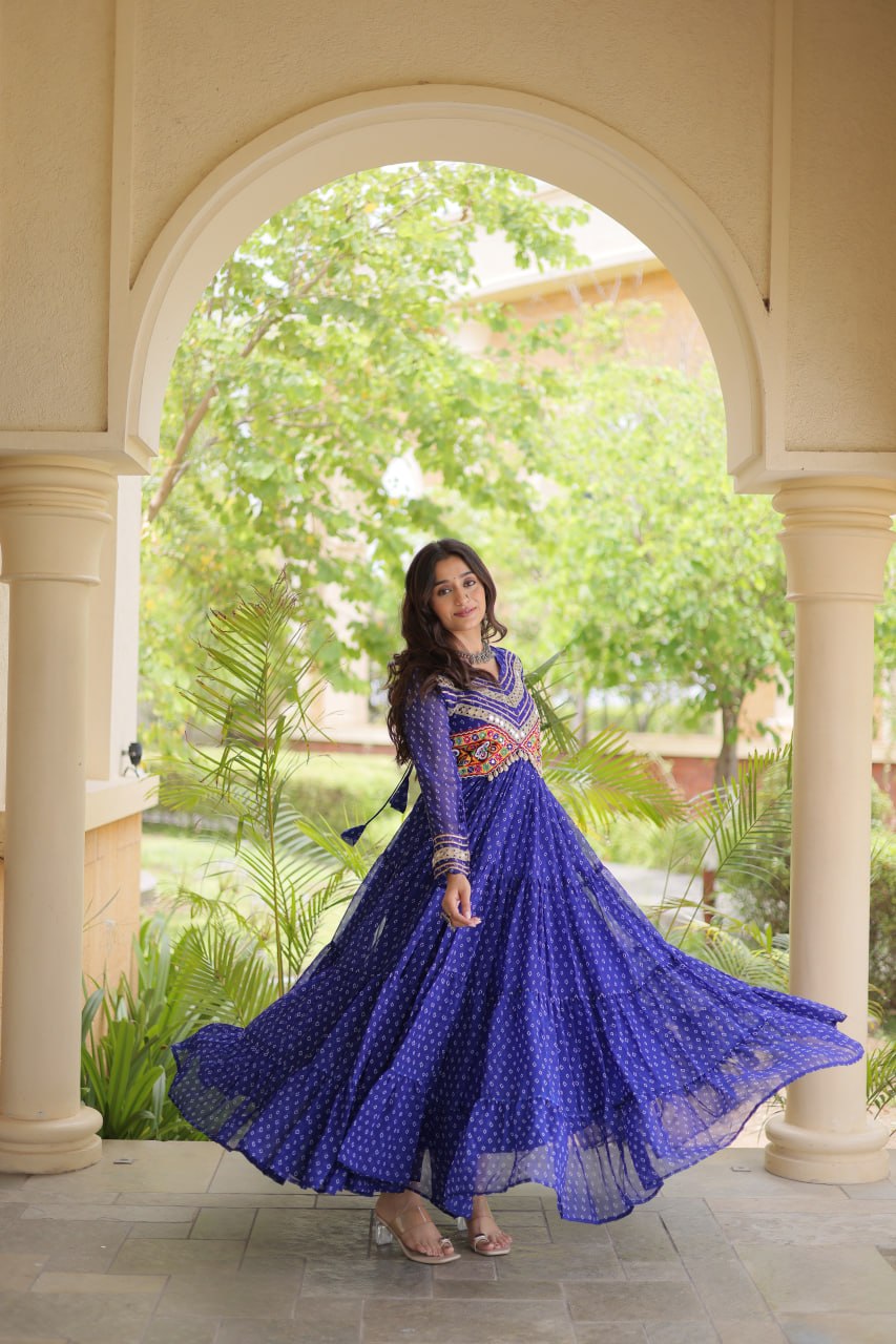 Bandhani Kutchi Patchwork Gown ClothsVilla