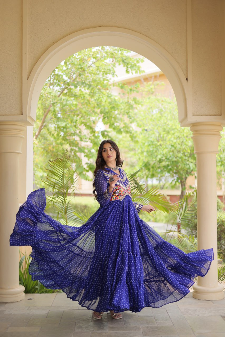 Bandhani Kutchi Patchwork Gown ClothsVilla