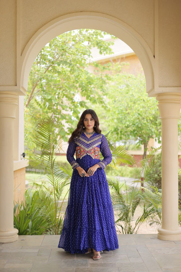 Bandhani Kutchi Patchwork Gown ClothsVilla